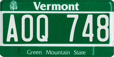 VT license plate AOQ748