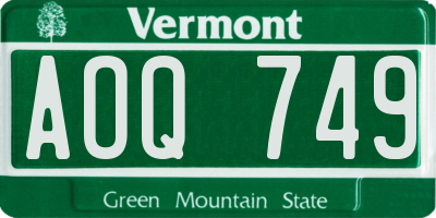 VT license plate AOQ749