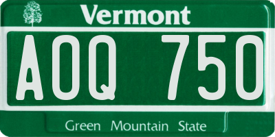 VT license plate AOQ750