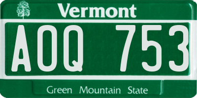 VT license plate AOQ753