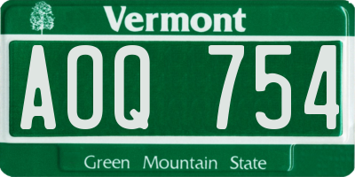 VT license plate AOQ754