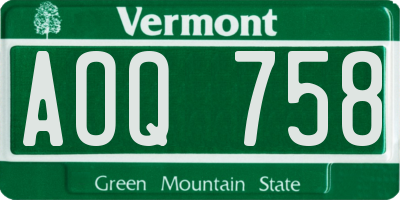 VT license plate AOQ758
