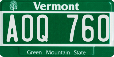 VT license plate AOQ760