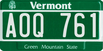 VT license plate AOQ761