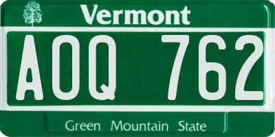 VT license plate AOQ762