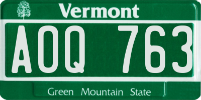 VT license plate AOQ763