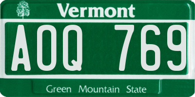 VT license plate AOQ769