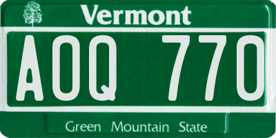 VT license plate AOQ770