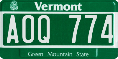 VT license plate AOQ774
