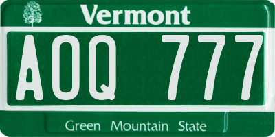 VT license plate AOQ777