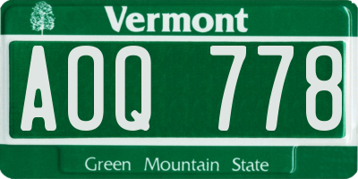 VT license plate AOQ778