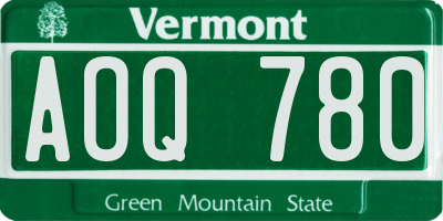 VT license plate AOQ780