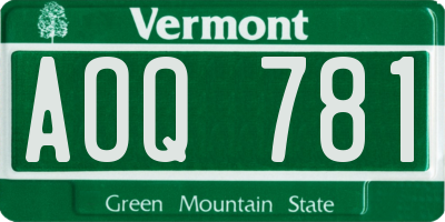 VT license plate AOQ781