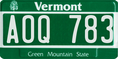 VT license plate AOQ783