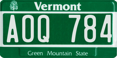 VT license plate AOQ784