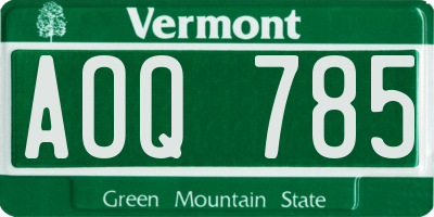 VT license plate AOQ785