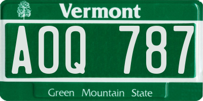 VT license plate AOQ787