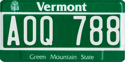 VT license plate AOQ788