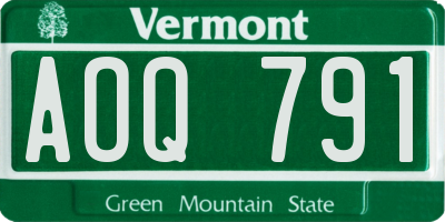 VT license plate AOQ791