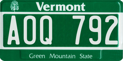 VT license plate AOQ792
