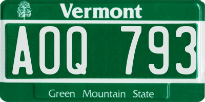 VT license plate AOQ793