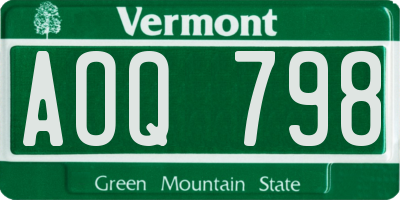 VT license plate AOQ798