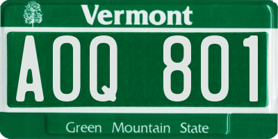 VT license plate AOQ801