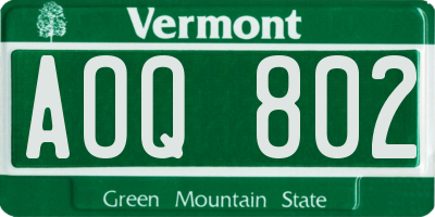 VT license plate AOQ802