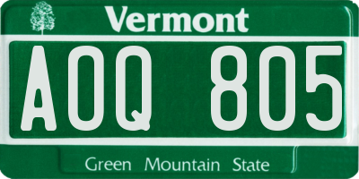 VT license plate AOQ805