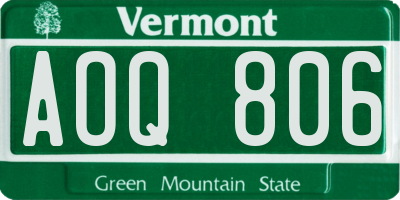 VT license plate AOQ806