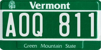 VT license plate AOQ811