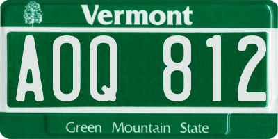 VT license plate AOQ812