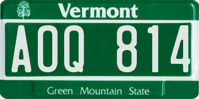 VT license plate AOQ814