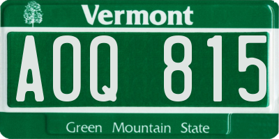 VT license plate AOQ815