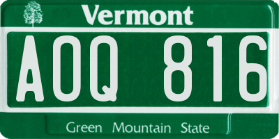 VT license plate AOQ816