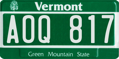 VT license plate AOQ817