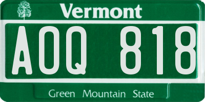 VT license plate AOQ818