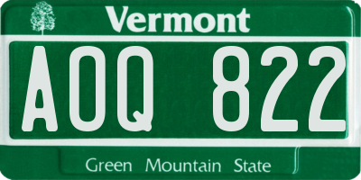 VT license plate AOQ822