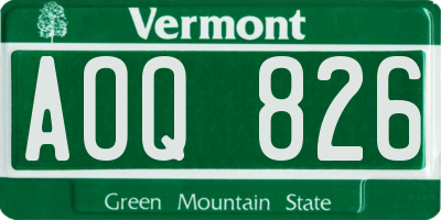 VT license plate AOQ826