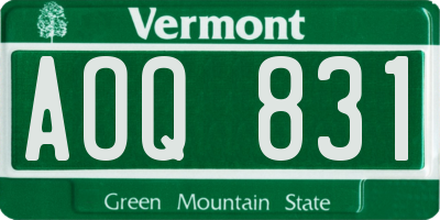 VT license plate AOQ831
