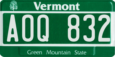 VT license plate AOQ832