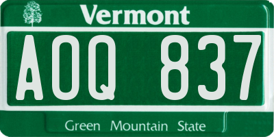 VT license plate AOQ837