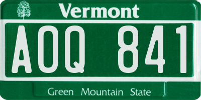 VT license plate AOQ841