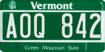 VT license plate AOQ842