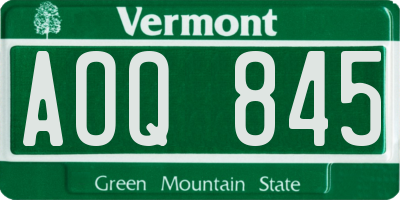 VT license plate AOQ845