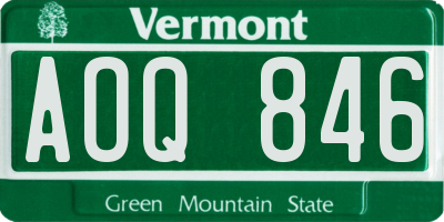 VT license plate AOQ846