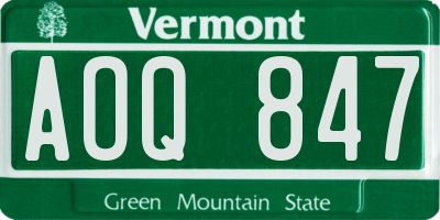 VT license plate AOQ847
