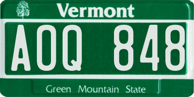 VT license plate AOQ848