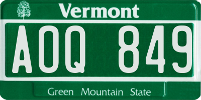 VT license plate AOQ849