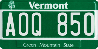 VT license plate AOQ850